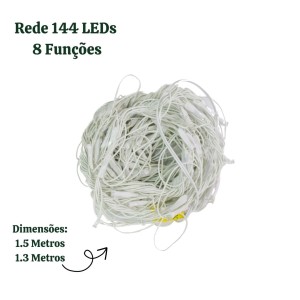 REDE 144 LED WARM FIO BRANCO 8 FUNÇÕES 1,5MX1,3M 127V - 16127