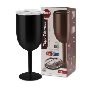 TAÇA TÉRMICA INOX PAREDE DUPLA PRETA 480ML - D1150