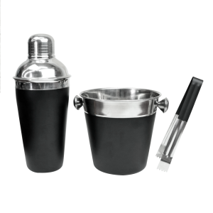 KIT BAR COQUETELEIRA BALDE PARA GELO E PEGADOR EM INOX - CA12439