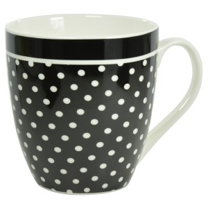 CANECA MINI SOPEIRA EM PORCELANA POA VINTAGE PRETA 580 ML