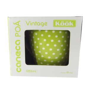 CANECA MINI SOPEIRA EM PORCELANA POA VINTAGE VERDE 580 ML