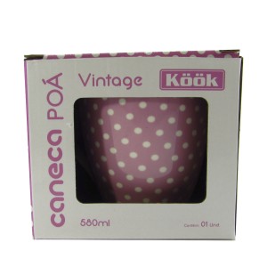 CANECA MINI SOPEIRA EM PORCELANA POA VINTAGE ROSA 580 ML