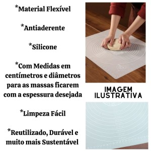 TAPETE CULINÁRIO DE SILICONE COM MEDIDOR DE MASSA 39,5CM X 49,5CM- TRC8162-BR