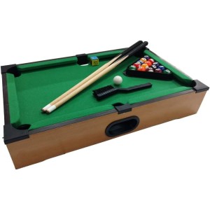 JOGO DE SINUCA DE MESA DE MADEIRA COM 02 TACOS-  52X32X10CM - SXFQ0002