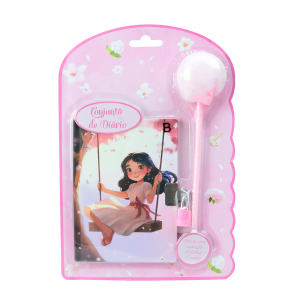 DIÁRIO DA MENINA NO BALANÇO COM CADEADO E CANETA POMPOM 48 FOLHAS - SXFS14068-B