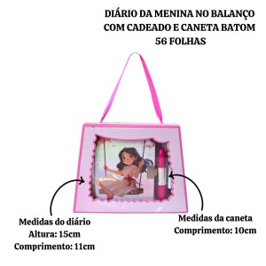 DIÁRIO DA MENINA COM CADEADO E CANETA BATOM 56 FOLHAS - SXFS14069-B