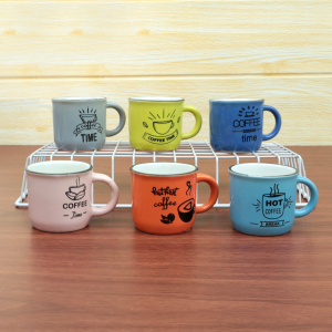 JOGO 6 MINI CANECAS DE CERÂMICA FRASES SORTIDAS 60ML - CA18064