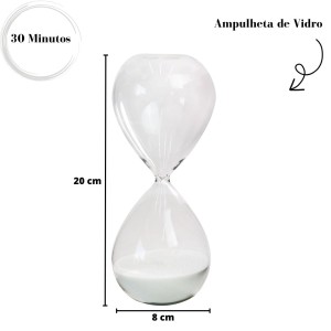 AMPULHETA DE VIDRO 30 MINUTOS 8X20CM  - 767154-BR