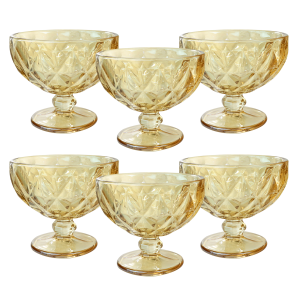 JOGO DE TAÇAS PARA SOBREMESA DE VIDRO AMBAR 6 PECAS 400ML - CA16185AM