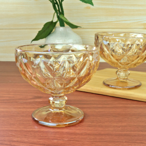 JOGO DE TAÇAS PARA SOBREMESA DE VIDRO AMBAR 6 PECAS 400ML - CA16185AM