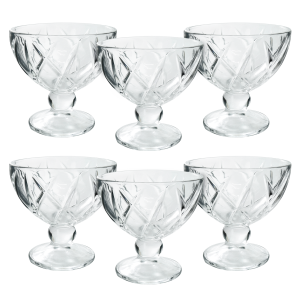 JOGO DE TAÇAS PARA SOBREMESA DE VIDRO 6 PEÇAS 250ML - CA16190-A