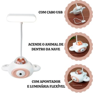 LUMINÁRIA DE MESA DIVERTIDA NAVE ESPACIAL USB - 5663-BR
