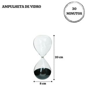 AMPULHETA DE VIDRO 30 MINUTOS 8X20CM  - 767154-PT