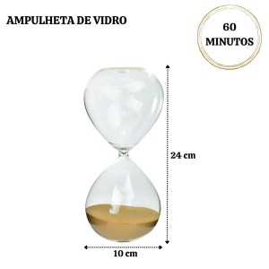 AMPULHETA DE VIDRO 60 MINUTOS 10X24CM - 767155-BG