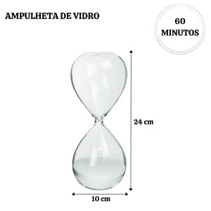 AMPULHETA DE VIDRO 60 MINUTOS 10X24CM - 767155-BR
