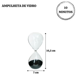 AMPULHETA DE VIDRO 10 MINUTOS 7X16,5CM - 767153-PT