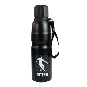 GARRAFA COM ALÇA 750ML AÇO INOX PRETO FUTEBOL - LC1628A-PT