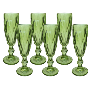 JOGO DE TAÇA DE CHAMPANHE DE VIDRO COM 6 PEÇAS 160ML - CA16184VD