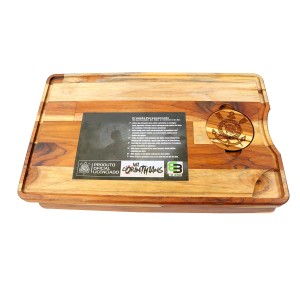 TABUA DE CARNE CHURRASCO CORINTHIANS MADEIRA COM BANDEJA INOX 47X29CM LICENCIADO