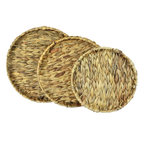 CONJUNTO DE 03 BANDEJAS REDONDAS PALHA SEAGRASS- CA20073