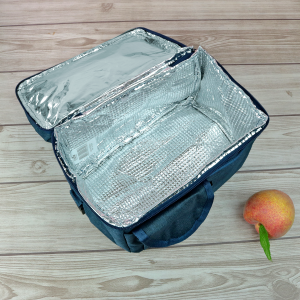 BOLSA TÉRMICA POLIESTER  ALÇA AJUSTÁVEL E FORRO DE ALUMÍNIO 16X21,5X24,5CM - CA15328-AZ