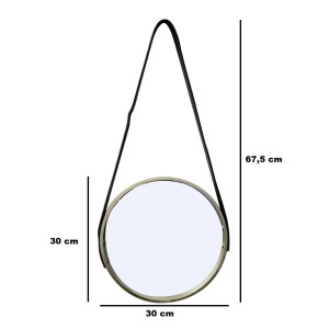 ESPELHO DE PAREDE DE MADEIRA REDONDO 30CM - TRC8054 -DOU