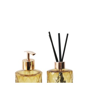 KIT DIFUSOR E PORTA SABONETE LÍQUIDO DE VIDRO 330ML - 96140-ÂMBAR