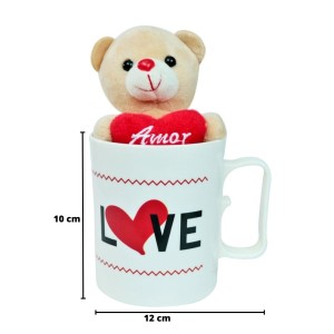 CANECA DE PLÁSTICO COM URSINHO DE POLIESTER VENTOSA E CHAVEIRO - FC2779-B