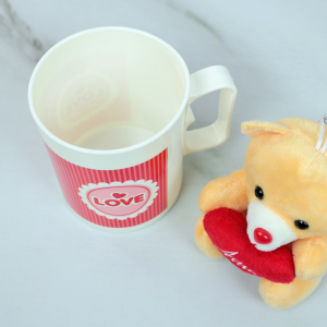 CANECA DE PLÁSTICO COM URSINHO DE POLIESTER VENTOSA E CHAVEIRO - FC2779-C