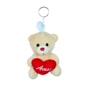 MINI URSINHO DE PELÚCIA CHAVEIRO / VENTOSA COM CORAÇÃO 10CM - FC2780-BG