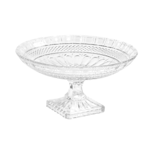 FRUTEIRA DE VIDRO TRANSPARENTE COM PÉ DE VIDRO QUADRADO 16,5X32 - N57673