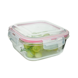 POTE DE VIDRO QUADRADO COM TAMPA 800ML - CA12227-RS