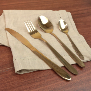 JOGO DE TALHERES COBRE NA MALETA DOURADA 24 PEÇAS - CA08279