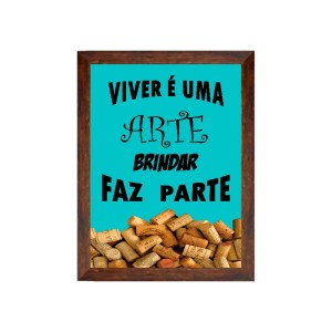 PORTA ROLHAS VIVER É UMA ARTE COR AZUL 20 X 25 CM - 796