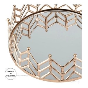BANDEJA DE METAL EM FORMA DE COROA COM ESPELHO 8X26CM - 2993