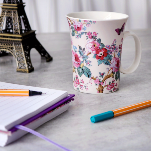 CANECA LINHA FLORES ROSAS 320ML