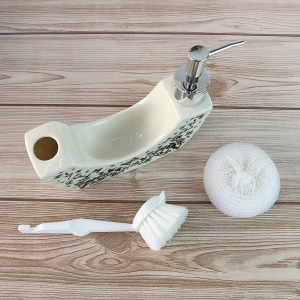 KIT PORTA SABONETE LÍQUIDO COM ESCOVA E ESPONJA - JRB21812-A