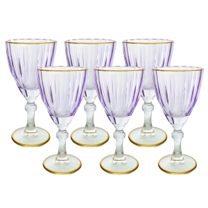 JOGO DE TAÇA DE VIDRO COM BORDA DOURADA 6PÇS 210ML - CA16187-LL