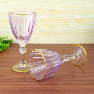 JOGO DE TAÇA DE VIDRO COM BORDA DOURADA 6PÇS 210ML - CA16187-LL