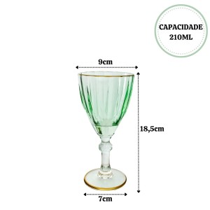 JOGO DE TAÇA DE VIDRO COM BORDA DOURADA 6PÇS 210ML - CA16187-VD