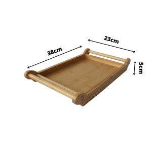 BANDEJA DE BAMBU RETANGULAR COM ALÇA 38X23CM - CZ19478