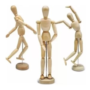 BONECO DECORATIVO ARTICULADO MANEQUIM DE MADEIRA 14CM - 5030