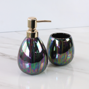 JOGO DE BANHEIRO DE CERÂMICA PRETO FURTACOR 02 PÇS 350ML - 98663-A