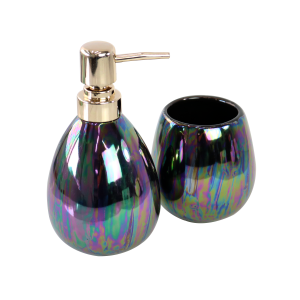 JOGO DE BANHEIRO DE CERÂMICA PRETO FURTACOR 02 PÇS 350ML - 98663-A