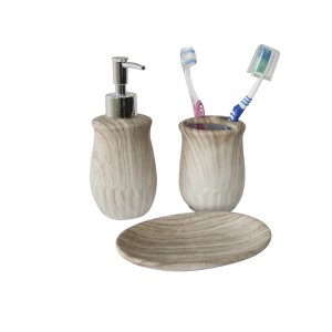 JOGO DE BANHEIRO DE CERÂMICA C/ 03 PEÇAS MARMORIZADO - BRXD10090