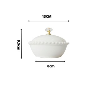 PORTA JOIAS REDONDO DE CERÂMICA COM TAMPA 9X13CM - FR201904