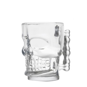 CANECA DE VIDRO PARA CHOPP E CERVEJA CAVEIRA ROCK STYLE 500 ML TRANSPARENTE -GDR0088