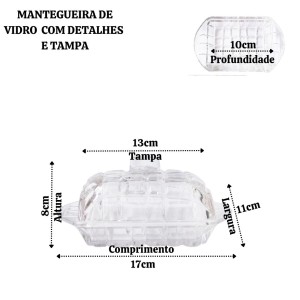 MANTEGUEIRA DE VIDRO COM DETALHES E TAMPA 17CM - BM1179186