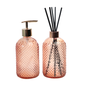 KIT FRASCO DIFUSOR E PORTA SABONETE LÍQUIDO DE VIDRO 400ML - 96147-GR