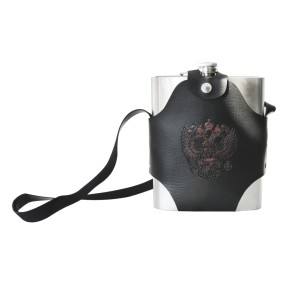 CANTIL DE INOX COM CAPA EM COURO SINTÉTICO E ALÇA ESTAMPA FENIX 1350ML - GDR0251- B